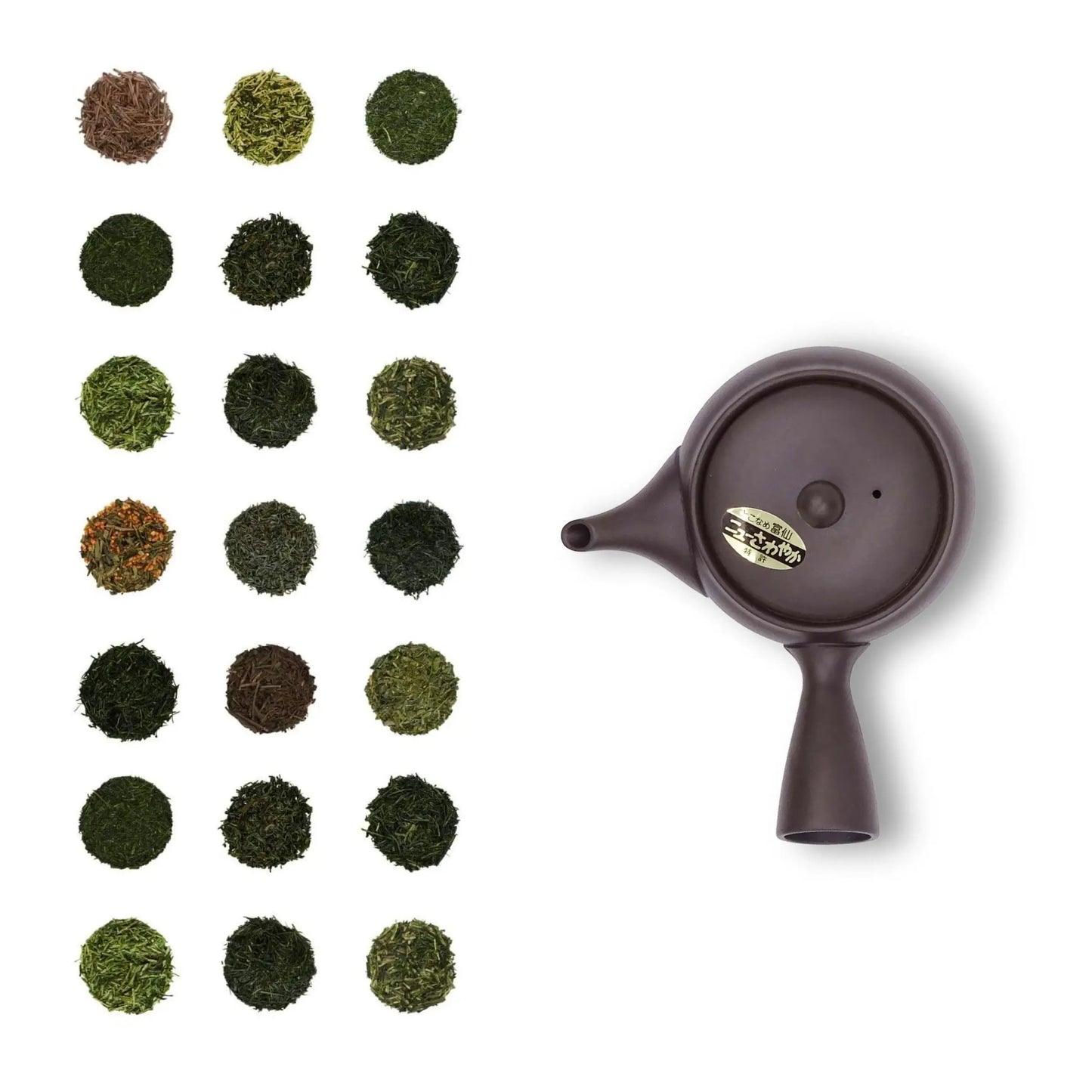 22 muestras de té con tetera