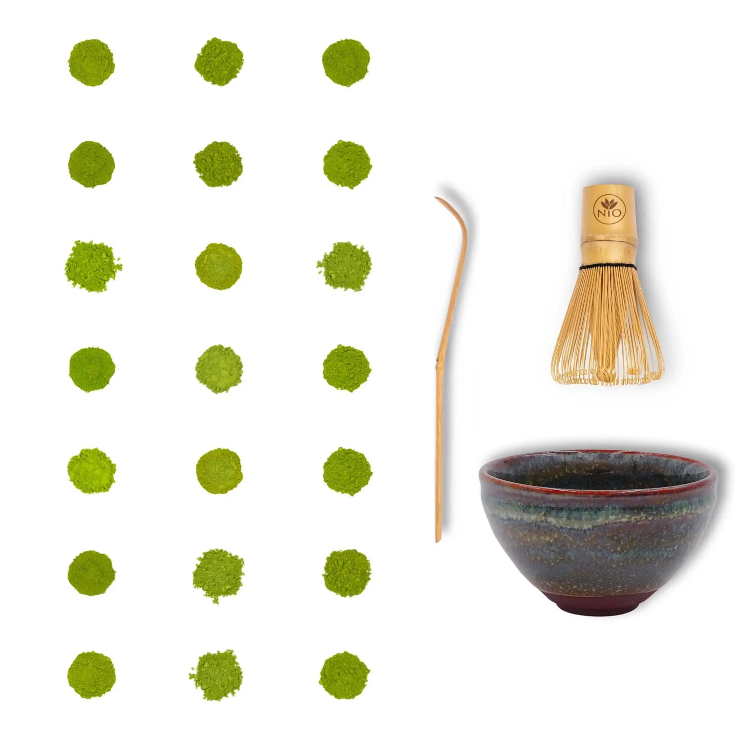 Paquete de 21 muestras de té matcha con batidor y tazón para matcha