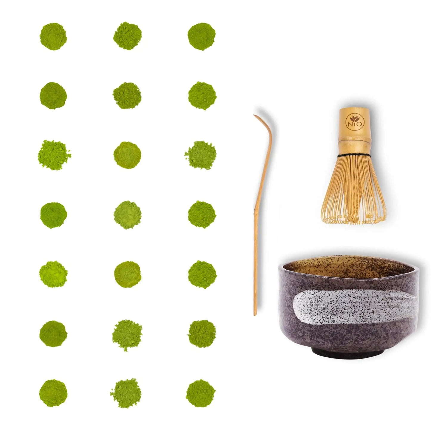 Paquete de 21 muestras de té matcha con batidor y tazón para matcha