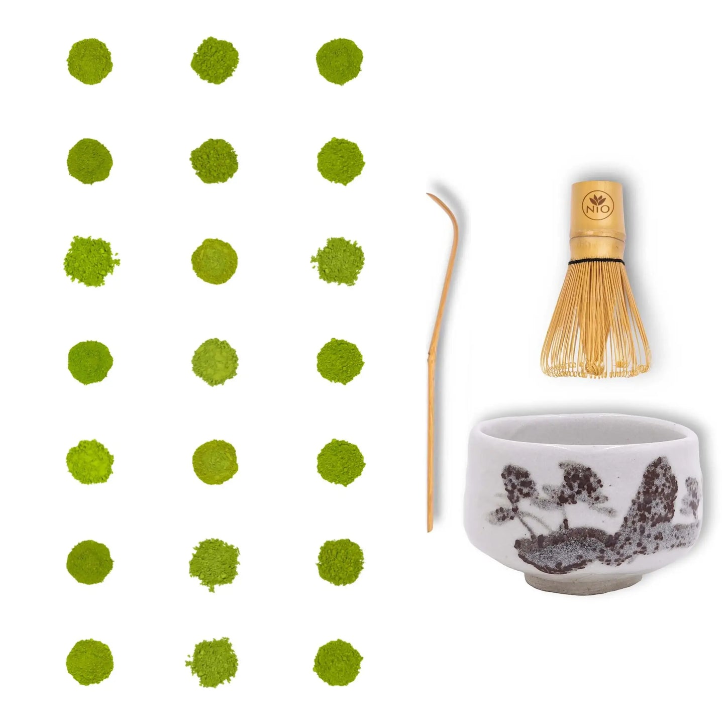 Paquete de 21 muestras de té matcha con batidor y tazón para matcha