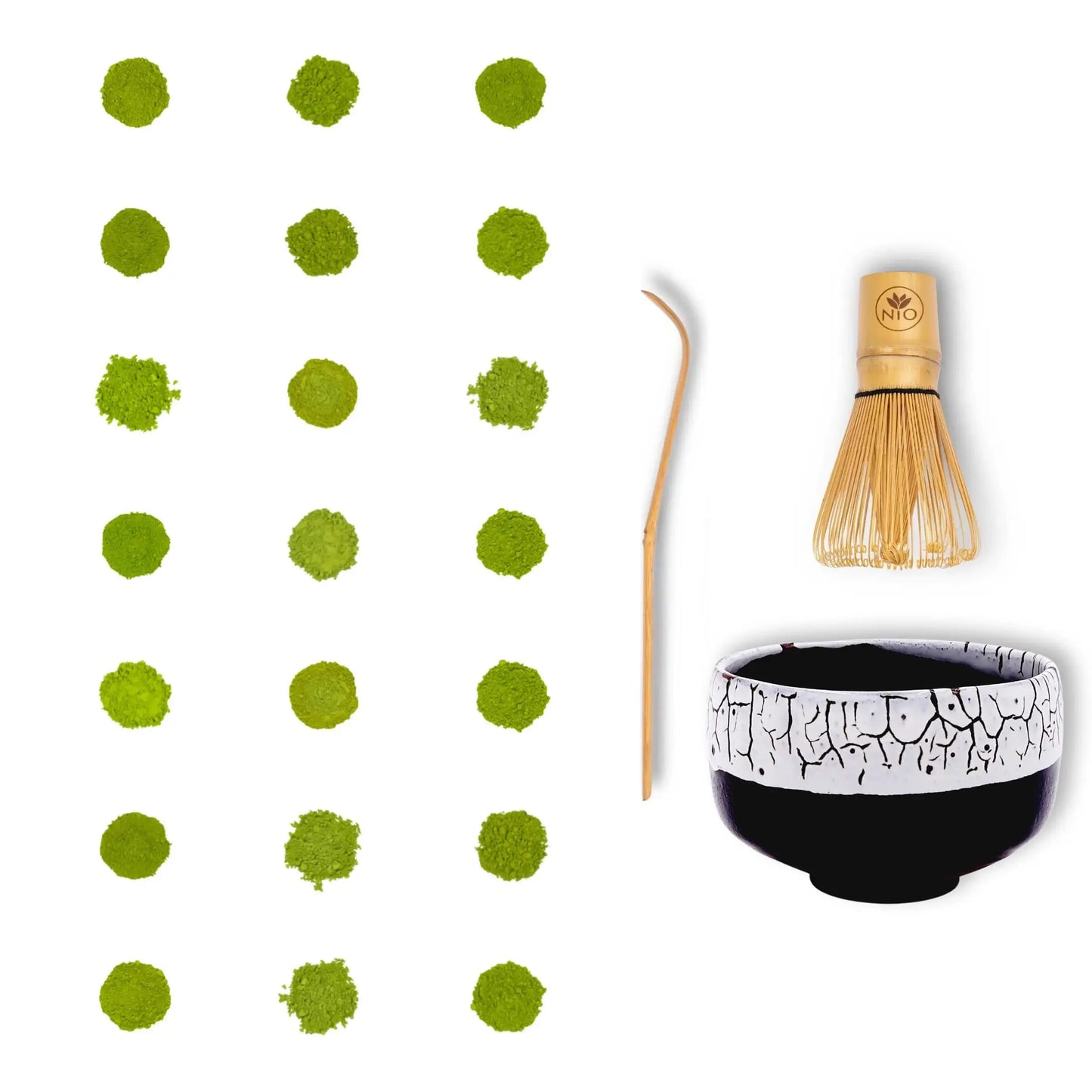 Paquete de 21 muestras de té matcha con batidor y tazón para matcha