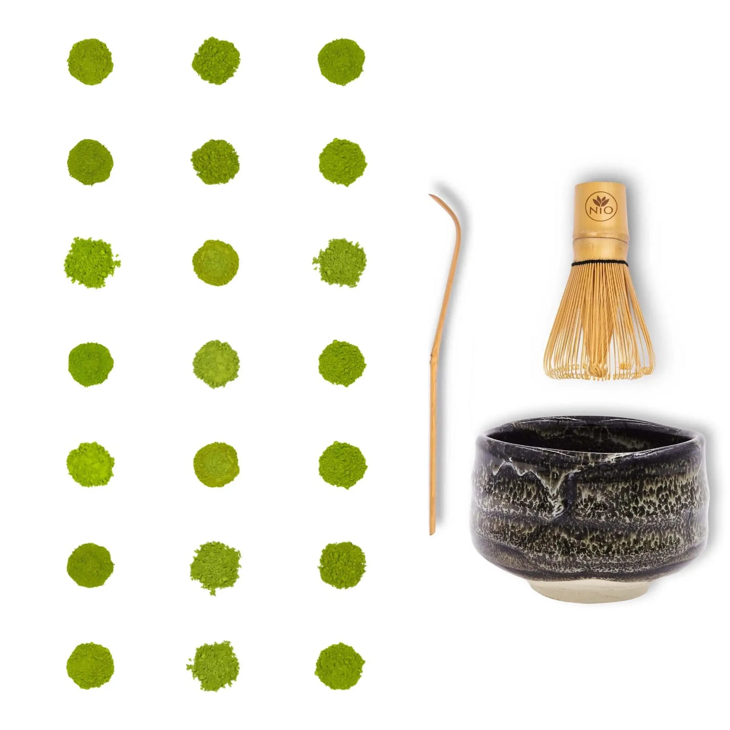 Paquete de 21 muestras de té matcha con batidor y tazón para matcha