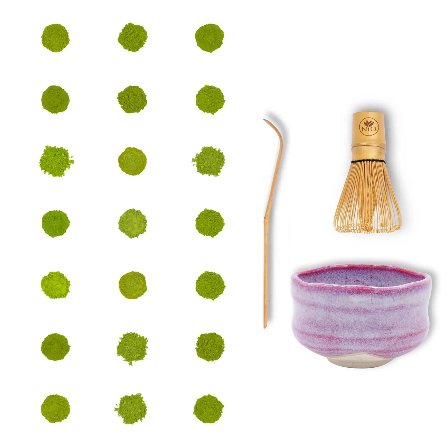 Paquete de 21 muestras de té matcha con batidor y tazón para matcha