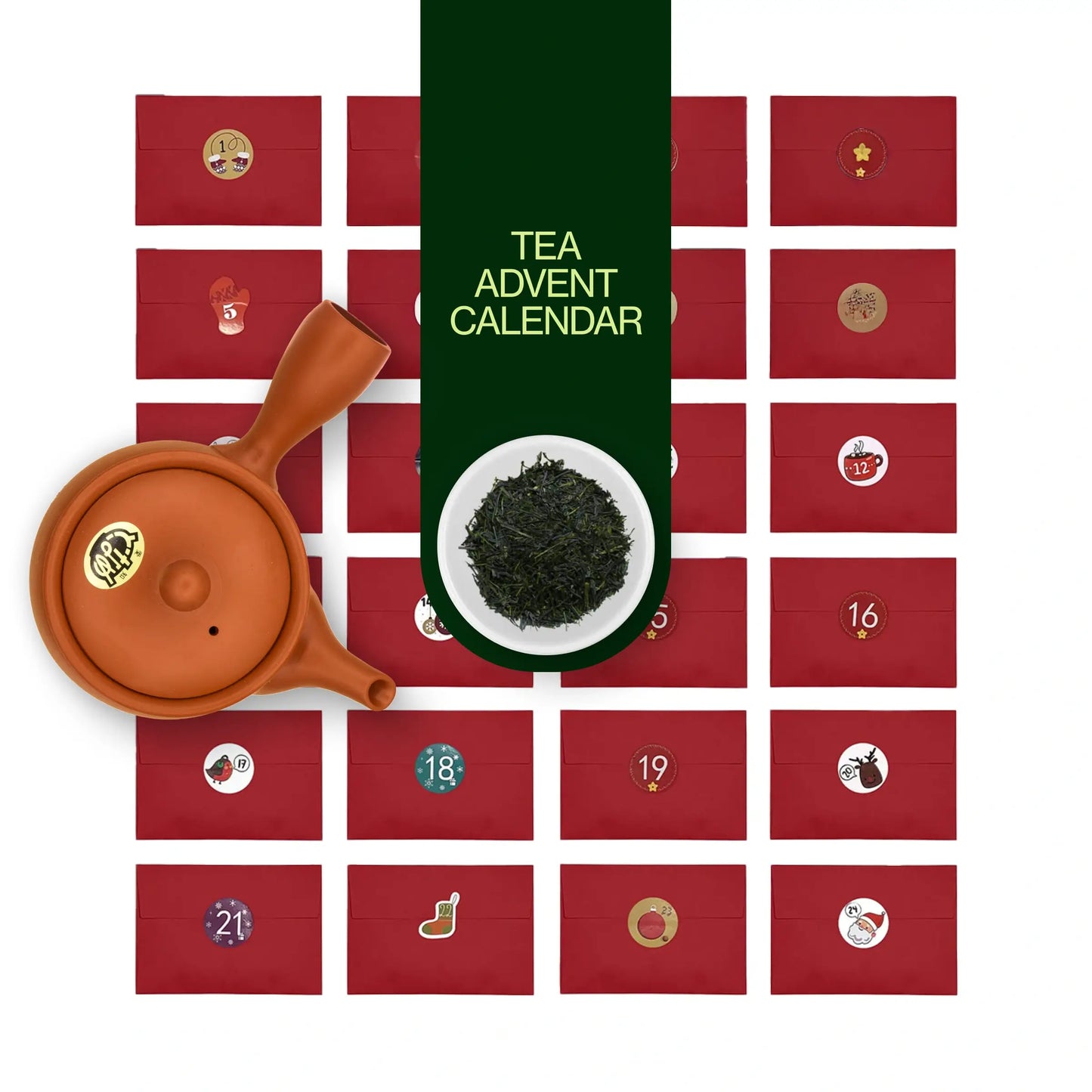 Calendario de Adviento de té verde con tetera