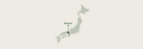 Map of Japan highlighting Wazuka in Kyoto Prefecture, where Nio Teas tea is grown